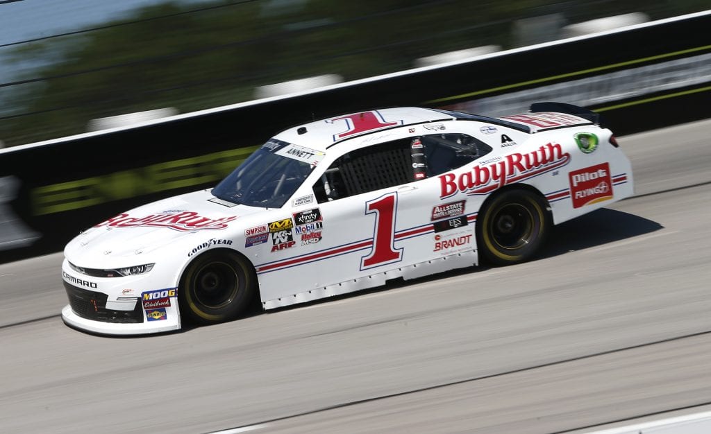DARLINGTON, SOUTH CAROLINA - AUGUST 30: Michael Annett, driver of the #1 Baby Ruth Chevrolet, drives during practice for the NASCAR Xfinity Series Sport Clips Haircuts VFW 200 at Darlington Raceway on August 30, 2019 in Darlington, South Carolina. (Photo by Brian Lawdermilk/Getty Images) | Getty Images