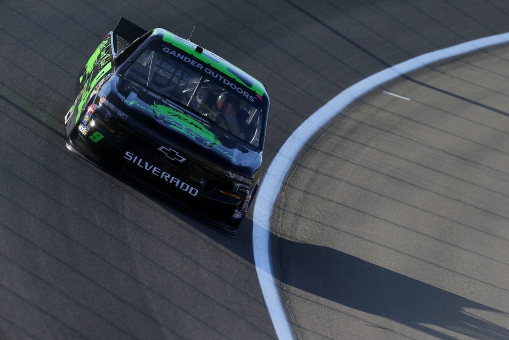 LAS VEGAS, NEVADA - SEPTEMBER 13: Codie Rohrbaugh, driver of the #9 Grant County Mulch Chevrolet, drives during practice for the NASCAR Gander Outdoor Truck Series World of Westgate Las Vegas 200 at Las Vegas Motor Speedway on September 13, 2019 in Las Vegas, Nevada. (Photo by Jonathan Ferrey/Getty Images) | Getty Images