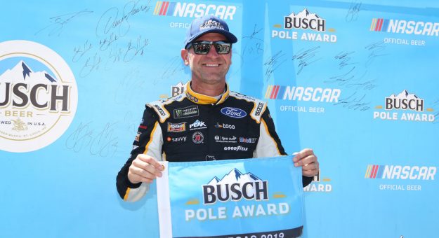 LAS VEGAS, NEVADA - SEPTEMBER 14: Clint Bowyer, driver of the #14 Toco Warranty Ford, poses with the pole award after qualifying for the Monster Energy NASCAR Cup Series South Point 400 at Las Vegas Motor Speedway on September 14, 2019 in Las Vegas, Nevada. (Photo by Matt Sullivan/Getty Images) | Getty Images
