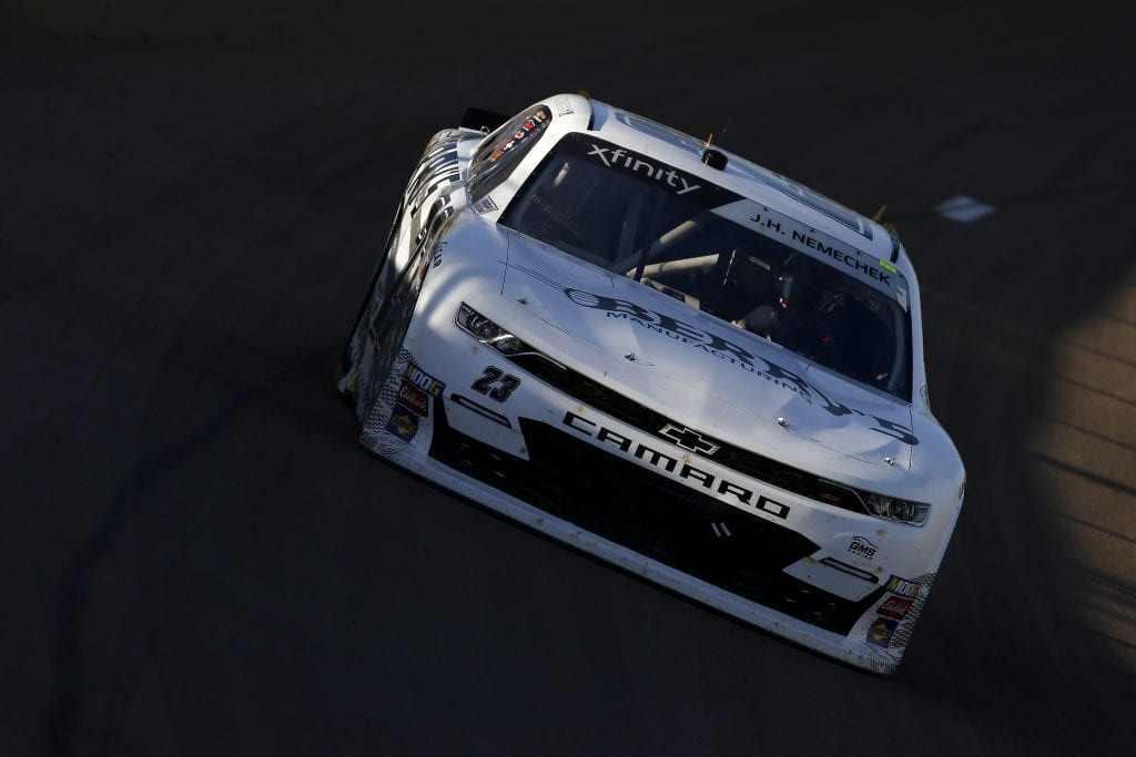 LAS VEGAS, NEVADA - SEPTEMBER 14: John Hunter Nemechek, driver of the #23 Berry's Manufacturing Chevrolet, drives during the NASCAR Xfinity Series Rhino Pro Trucks Outfitters 300 at Las Vegas Motor Speedway on September 14, 2019 in Las Vegas, Nevada. (Photo by Jonathan Ferrey/Getty Images) | Getty Images