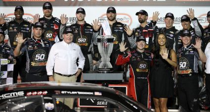 LAS VEGAS, NEVADA - SEPTEMBER 14: Tyler Reddick, driver of the #2 TAME the BEAST Chevrolet, celebrates in victory lane after winning the regular season championship during the NASCAR Xfinity Series Rhino Pro Trucks Outfitters 300 at Las Vegas Motor Speedway on September 14, 2019 in Las Vegas, Nevada. (Photo by Chris Graythen/Getty Images) | Getty Images