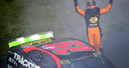 RICHMOND, VIRGINIA - SEPTEMBER 21: Martin Truex Jr., driver of the #19 Bass Pro Shops Toyota, celebrates winning the Monster Energy NASCAR Cup Series Federated Auto Parts 400 at Richmond Raceway on September 21, 2019 in Richmond, Virginia. (Photo by Jared C. Tilton/Getty Images) | Getty Images