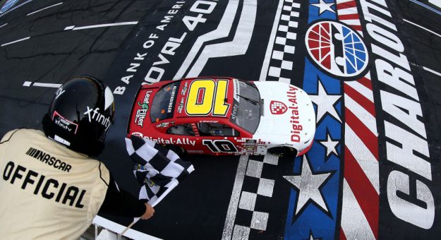 CHARLOTTE, NORTH CAROLINA - SEPTEMBER 28: A J Allmendinger, driver of the #10 Digital Ally Chevrolet, wins the NASCAR Xfinity Series Drive for the Cure 250 presented by Blue Cross Blue Shield of North Carolina at Charlotte Motor Speedway on September 28, 2019 in Charlotte, North Carolina. (Photo by Brian Lawdermilk/Getty Images) | Getty Images