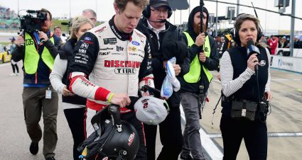 KANSAS CITY, KANSAS - OCTOBER 20: Brad Keselowski, driver of the #2 Discount Tire Ford, walks on the grid following the Monster Energy NASCAR Cup Series Hollywood Casino 400 at Kansas Speedway on October 20, 2019 in Kansas City, Kansas. (Photo by Jared C. Tilton/Getty Images) | Getty Images