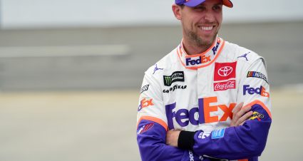 MARTINSVILLE, VIRGINIA - OCTOBER 26: Denny Hamlin, driver of the #11 FedEx Freight Toyota, stands on the grid during qualifying for the Monster Energy NASCAR Cup Series First Data 500 at Martinsville Speedway on October 26, 2019 in Martinsville, Virginia. (Photo by Jared C. Tilton/Getty Images) | Getty Images