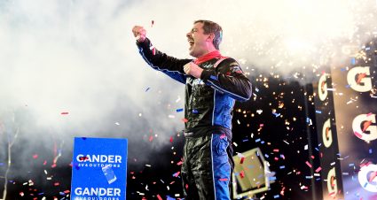 PHOENIX, ARIZONA - NOVEMBER 08: Stewart Friesen, driver of the #52 Halmar International Chevrolet, celebrates in Victory Lane after winning the NASCAR Gander Outdoors Truck Series Lucas Oil 150 at ISM Raceway in Phoenix on November 08, 2019 in Phoenix, Arizona. (Photo by Jared C. Tilton/Getty Images) | Getty Images