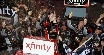 HOMESTEAD, FLORIDA - NOVEMBER 16: Tyler Reddick, driver of the #2 Tame the Beast Chevrolet, celebrates winning the NASCAR Xfinity Series Championship after the NASCAR Xfinity Series Ford EcoBoost 300 at Homestead-Miami Speedway on November 16, 2019 in Homestead, Florida. (Photo by Sean Gardner/Getty Images) | Getty Images