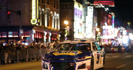 NASHVILLE, TENNESSEE - DECEMBER 04: Chase Elliott drives during the Monster Energy NASCAR Cup Series Burnouts on Broadway on December 04, 2019 in Nashville, Tennessee. (Photo by Chris Graythen/Getty Images) | Getty Images