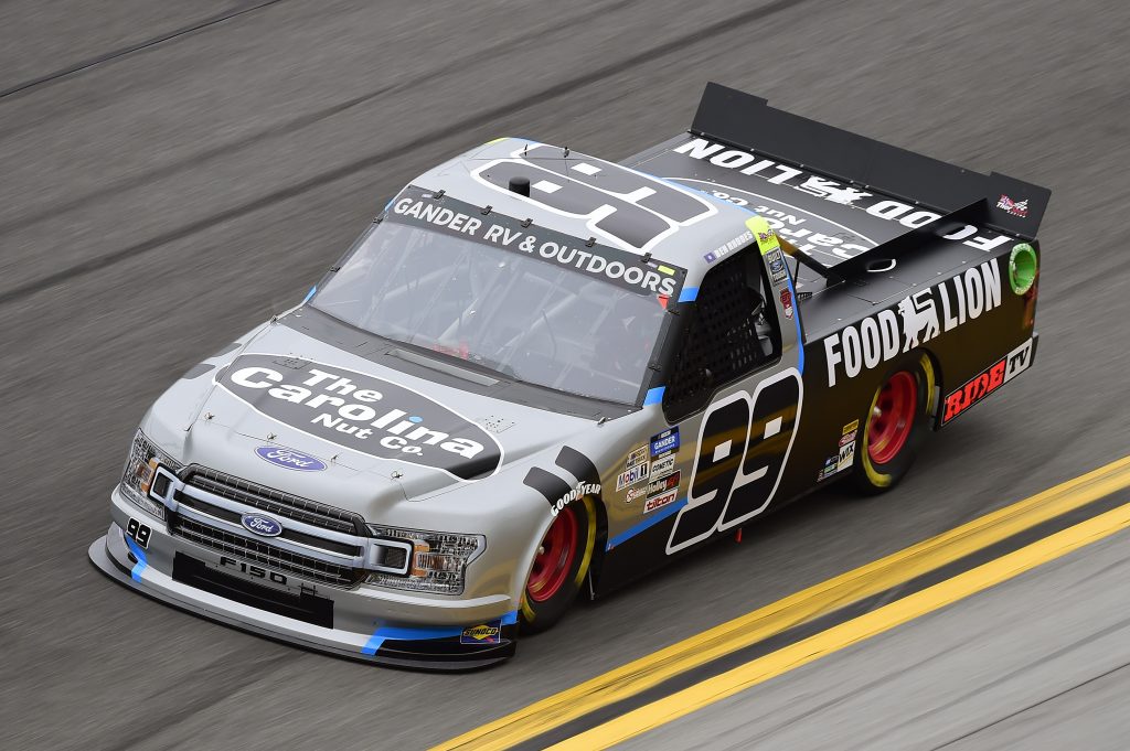 DAYTONA BEACH, FLORIDA - FEBRUARY 14: Ben Rhodes, driver of the #99 Food Lion/Carolina Nut Ford, qualifies for the NASCAR Gander RV & Outdoors Truck Series NextEra Energy 250 at Daytona International Speedway on February 14, 2020 in Daytona Beach, Florida. (Photo by Jared C. Tilton/Getty Images) | Getty Images