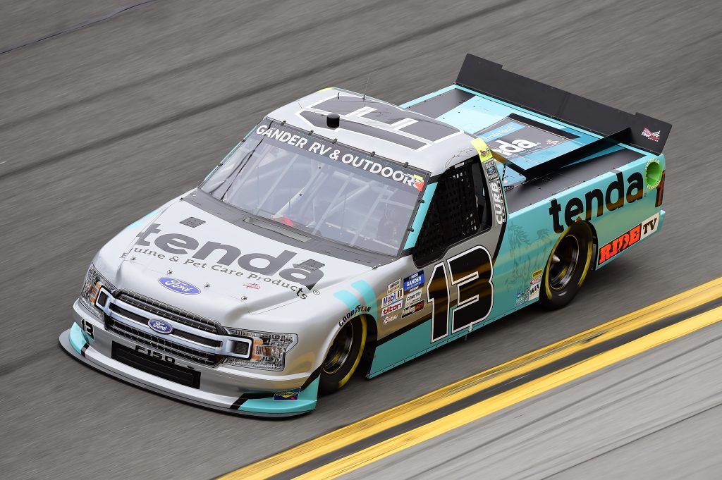 DAYTONA BEACH, FLORIDA - FEBRUARY 14: Johnny Sauter, driver of the #13 Tenda Ford, qualifies for the NASCAR Gander RV & Outdoors Truck Series NextEra Energy 250 at Daytona International Speedway on February 14, 2020 in Daytona Beach, Florida. (Photo by Jared C. Tilton/Getty Images) | Getty Images