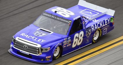 DAYTONA BEACH, FLORIDA - FEBRUARY 14: Clay Greenfield, driver of the #68 Rackley Roofing Toyota, qualifies for the NASCAR Gander RV & Outdoors Truck Series NextEra Energy 250 at Daytona International Speedway on February 14, 2020 in Daytona Beach, Florida. (Photo by Jared C. Tilton/Getty Images) | Getty Images