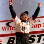 26 Mar 2000: Rusty Wallace celebrates his victory in the Food City 500 at Bristol Motor Speedway in Bristol, Tennessee.