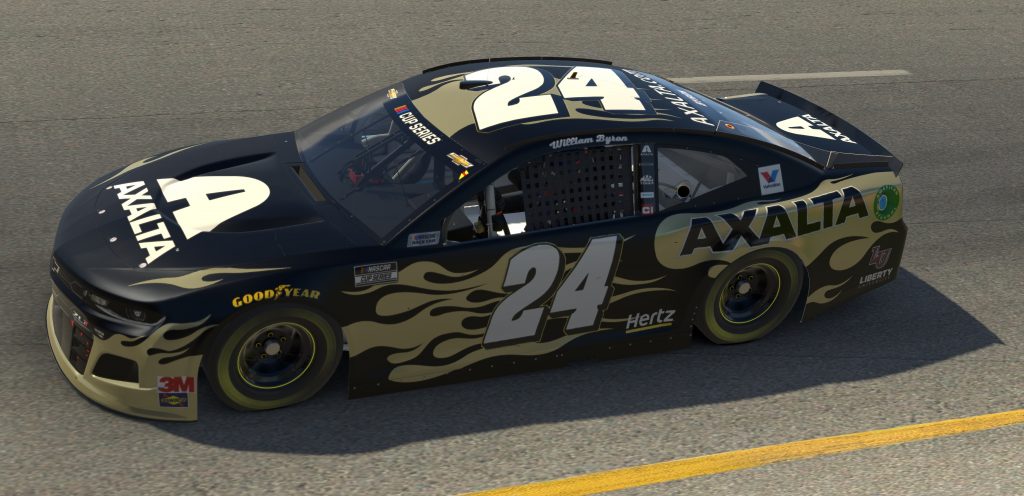 RICHMOND, VIRGINIA - APRIL 19: (EDITORIAL USE ONLY) (Editors note: This image was computer generated in-game) William Byron, driver of the #24 Axalta Chevrolet, races during the eNASCAR iRacing Pro Invitational Series Toyota Owners 150at Richmond Raceway on April 19, 2020 in Richmond, Virginia. (Photo by Chris Graythen/Getty Images) | Getty Images