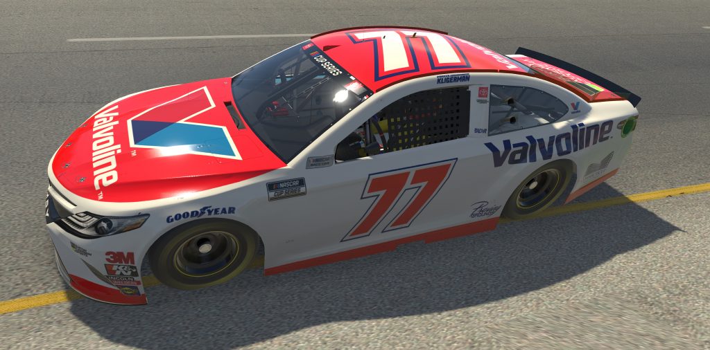 RICHMOND, VIRGINIA - APRIL 19: (EDITORIAL USE ONLY) (Editors note: This image was computer generated in-game) Parker Kligerman, driver of the #77 Valvoline/Food Country Toyota, races during the eNASCAR iRacing Pro Invitational Series Toyota Owners 150at Richmond Raceway on April 19, 2020 in Richmond, Virginia. (Photo by Chris Graythen/Getty Images) | Getty Images