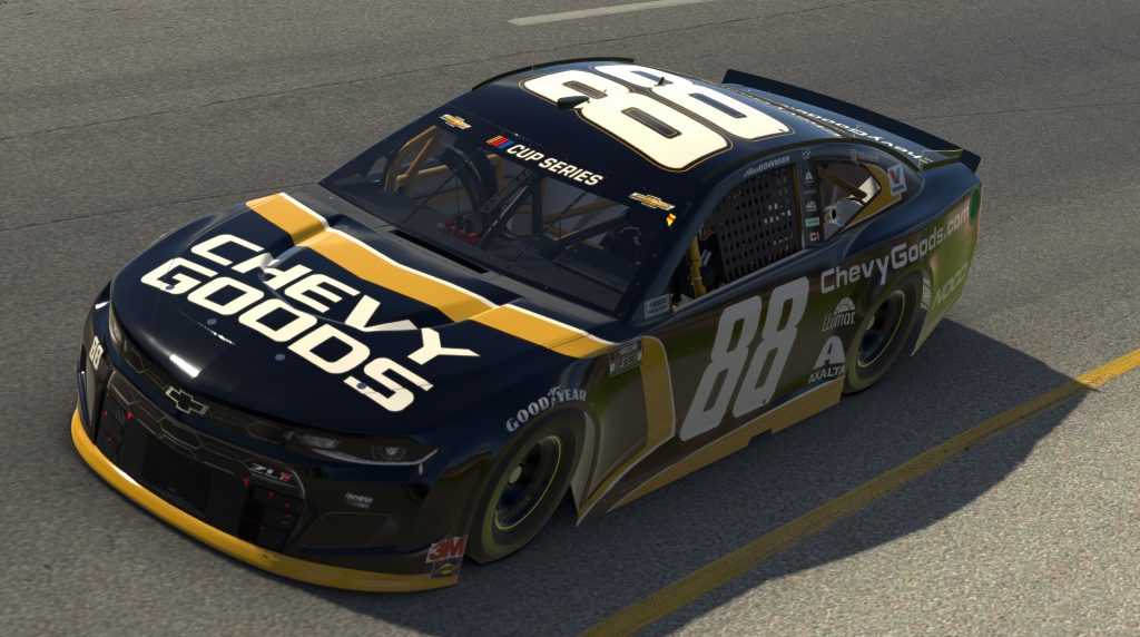 RICHMOND, VIRGINIA - APRIL 19: (EDITORIAL USE ONLY) (Editors note: This image was computer generated in-game) Alex Bowman, driver of the #88 Chevy Goods Chevrolet, races during the eNASCAR iRacing Pro Invitational Series Toyota Owners 150at Richmond Raceway on April 19, 2020 in Richmond, Virginia. (Photo by Chris Graythen/Getty Images) | Getty Images