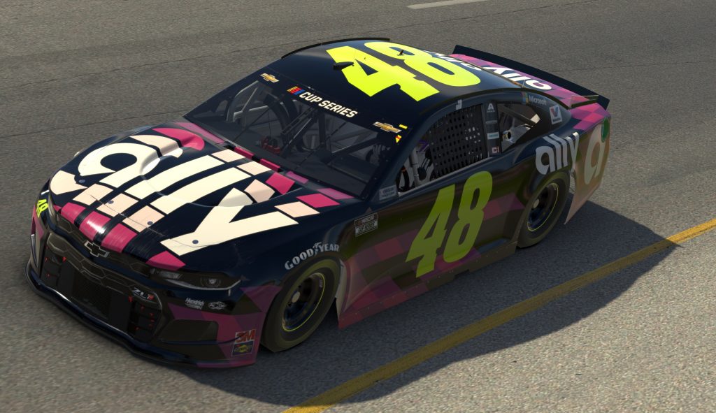 RICHMOND, VIRGINIA - APRIL 19: (EDITORIAL USE ONLY) (Editors note: This image was computer generated in-game) Jimmie Johnson, driver of the #48 Ally Chevrolet, races during the eNASCAR iRacing Pro Invitational Series Toyota Owners 150at Richmond Raceway on April 19, 2020 in Richmond, Virginia. (Photo by Chris Graythen/Getty Images) | Getty Images