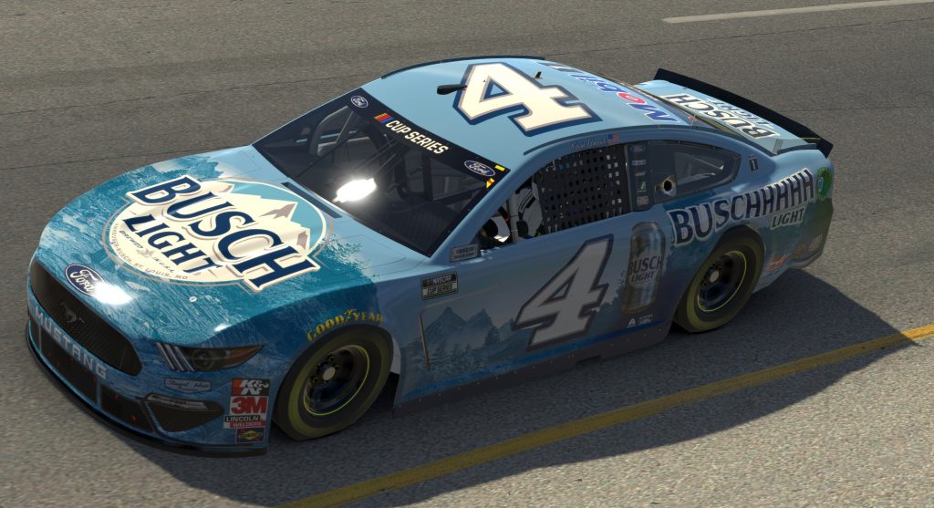 RICHMOND, VIRGINIA - APRIL 19: (EDITORIAL USE ONLY) (Editors note: This image was computer generated in-game) Kevin Harvick, driver of the #4 Busch Light Ford, races during the eNASCAR iRacing Pro Invitational Series Toyota Owners 150at Richmond Raceway on April 19, 2020 in Richmond, Virginia. (Photo by Chris Graythen/Getty Images) | Getty Images