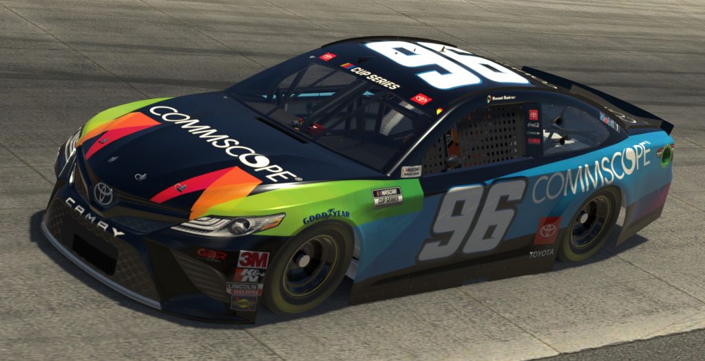 DOVER, DELAWARE - MAY 03: (EDITORIAL USE ONLY) (Editors note: This image was computer generated in-game) Daniel Suarez, driver of the #96 Commscope Toyota, races during the eNASCAR iRacing Pro Invitational Series Finish Line 150 at virtual Dover International Speedway on May 03, 2020 in Dover, Delaware. (Photo by Chris Graythen/Getty Images) | Getty Images
