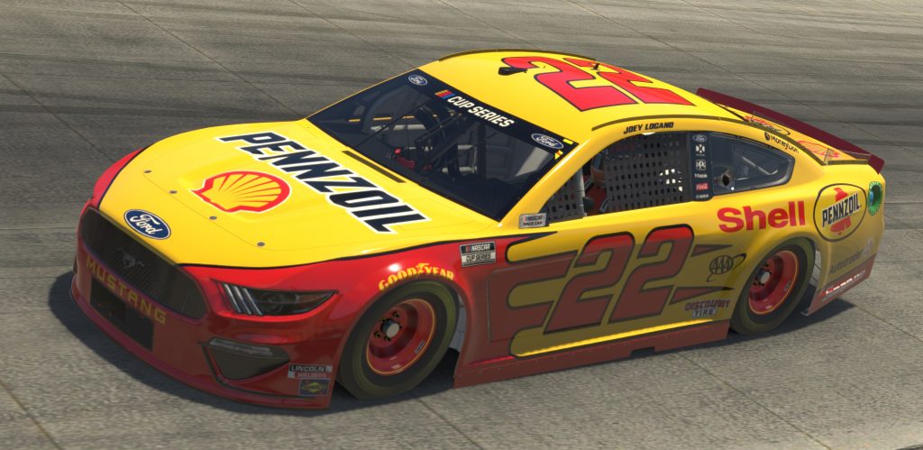 DOVER, DELAWARE - MAY 03: (EDITORIAL USE ONLY) (Editors note: This image was computer generated in-game) Joey Logano, driver of the #22 Shell/Pennzoil Ford,races during the eNASCAR iRacing Pro Invitational Series Finish Line 150 at virtual Dover International Speedway on May 03, 2020 in Dover, Delaware. (Photo by Chris Graythen/Getty Images) | Getty Images