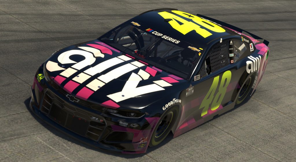 DOVER, DELAWARE - MAY 03: (EDITORIAL USE ONLY) (Editors note: This image was computer generated in-game) Jimmie Johnson, driver of the #48 Ally Chevrolet, races during the eNASCAR iRacing Pro Invitational Series Finish Line 150 at virtual Dover International Speedway on May 03, 2020 in Dover, Delaware. (Photo by Chris Graythen/Getty Images) | Getty Images