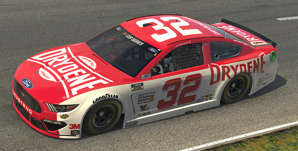 NORTH WILKESBORO, NORTH CAROLINA - MAY 09: (EDITORIAL USE ONLY) (Editors note: This image was computer generated in-game) Corey LaJoie, driver of the #32 Drydene Ford races during the eNASCAR iRacing Pro Invitational Series North Wilkesboro 160 at virtual North Wilkesboro Speedway on May 09, 2020 in North Wilkesboro, North Carolina. (Photo by Chris Graythen/Getty Images) | Getty Images
