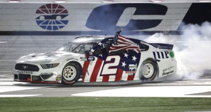 CONCORD, NORTH CAROLINA - MAY 24: Brad Keselowski, driver of the #2 Miller Lite Ford, celebrates after winning the NASCAR Cup Series Coca-Cola 600 at Charlotte Motor Speedway on May 24, 2020 in Concord, North Carolina. (Photo by Chris Graythen/Getty Images) | Getty Images
