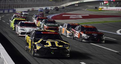 CONCORD, NORTH CAROLINA - MAY 25: Kyle Busch, driver of the #54 App State Class of 2020 Toyota, leads a pack of cars during the NASCAR Xfinity Series Alsco 300 at Charlotte Motor Speedway on May 25, 2020 in Concord, North Carolina. (Photo by Jared C. Tilton/Getty Images) | Getty Images