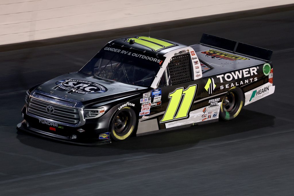 CONCORD, NORTH CAROLINA - MAY 26: Spencer Davis, driver of the #11 TowerSealants/SouthernPremierConst. Toyota, drives during the NASCAR Gander Outdoors Trucks Series North Carolina Education Lottery 200 at Charlotte Motor Speedway on May 26, 2020 in Concord, North Carolina. (Photo by Chris Graythen/Getty Images) | Getty Images