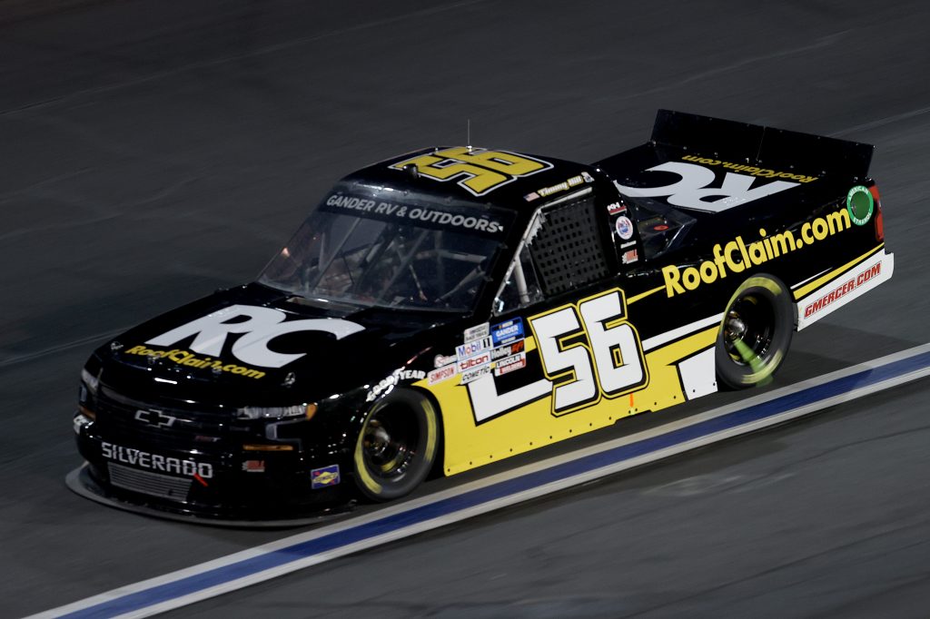 CONCORD, NORTH CAROLINA - MAY 26: Timmy Hill, driver of the #56 RoofClaim.com Chevrolet, drives during the NASCAR Gander Outdoors Trucks Series North Carolina Education Lottery 200 at Charlotte Motor Speedway on May 26, 2020 in Concord, North Carolina. (Photo by Chris Graythen/Getty Images) | Getty Images