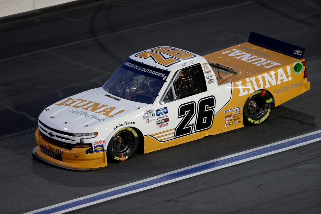 CONCORD, NORTH CAROLINA - MAY 26: Tyler Ankrum, driver of the #26 Liuna drives during the NASCAR Gander Outdoors Trucks Series North Carolina Education Lottery 200 at Charlotte Motor Speedway on May 26, 2020 in Concord, North Carolina. (Photo by Chris Graythen/Getty Images) | Getty Images