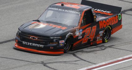 HAMPTON, GEORGIA - JUNE 06: Chase Elliott, driver of the #24 Hooters Chevrolet, races during the NASCAR Gander Outdoors Truck Series Vet Tix Camping World 200 at Atlanta Motor Speedway on June 06, 2020 in Hampton, Georgia. (Photo by Chris Graythen/Getty Images) | Getty Images