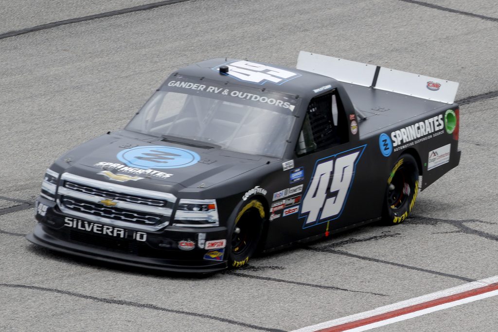 HAMPTON, GEORGIA - JUNE 06: Bayley Currey Springrates Automotive Suspension Source, driver of the #49 CMI Motorsports, drives during the NASCAR Gander Outdoors Truck Series Vet Tix Camping World 200 at Atlanta Motor Speedway on June 06, 2020 in Hampton, Georgia. (Photo by Chris Graythen/Getty Images) | Getty Images
