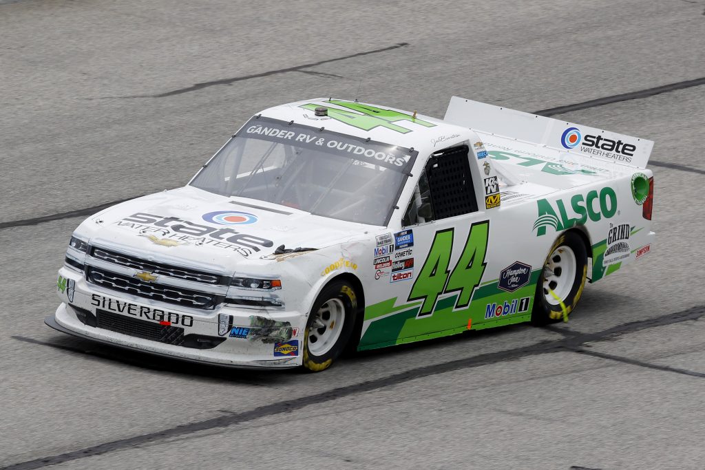 HAMPTON, GEORGIA - JUNE 06: Jeb Burton, driver of the #44 State Water Heaters/Alsco Chevrolet, drives during the NASCAR Gander Outdoors Truck Series Vet Tix Camping World 200 at Atlanta Motor Speedway on June 06, 2020 in Hampton, Georgia. (Photo by Chris Graythen/Getty Images) | Getty Images