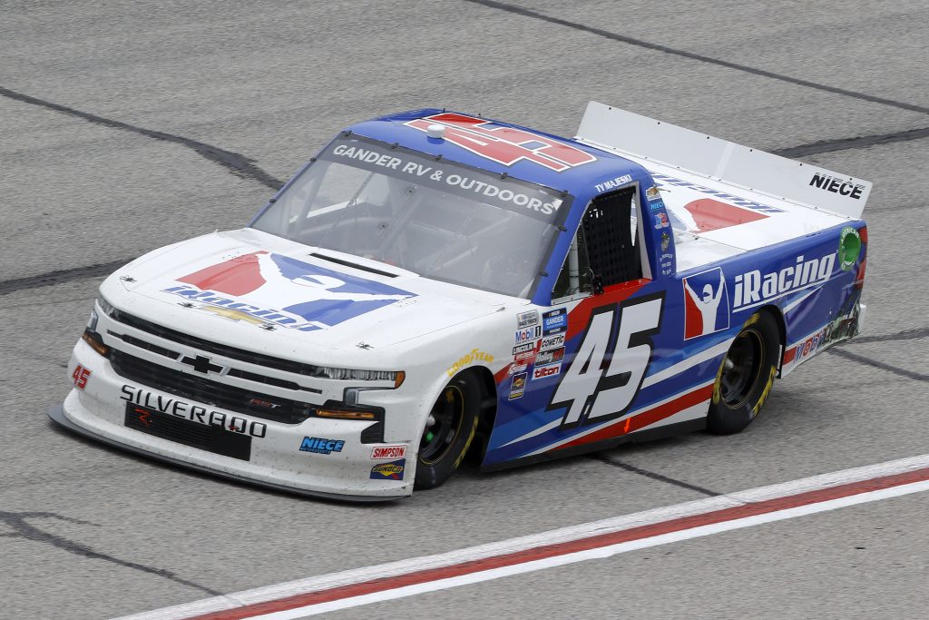 HAMPTON, GEORGIA - JUNE 06: Ty Majeski, driver of the #45 iRacing Chevrolet, drives during the NASCAR Gander Outdoors Truck Series Vet Tix Camping World 200 at Atlanta Motor Speedway on June 06, 2020 in Hampton, Georgia. (Photo by Chris Graythen/Getty Images) | Getty Images