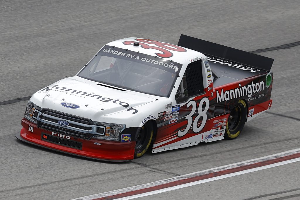 HAMPTON, GEORGIA - JUNE 06: Todd Gilliland, driver of the #38 Mannington Commercial Ford, drives during the NASCAR Gander Outdoors Truck Series Vet Tix Camping World 200 at Atlanta Motor Speedway on June 06, 2020 in Hampton, Georgia. (Photo by Chris Graythen/Getty Images) | Getty Images