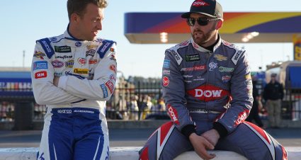 HAMPTON, GA - MARCH 03:  AJ Allmendinger, driver of the #47 Kroger Click List Chevrolet, and Austin Dillon, driver of the #3 DOW/Quikrete Chevrolet, speak on pit road during qualifying for the Monster Energy NASCAR Cup Series Folds of Honor QuickTrip 500 at Atlanta Motor Speedway on March 3, 2017 in Hampton, Georgia.  (Photo by Daniel Shirey/Getty Images) | Getty Images