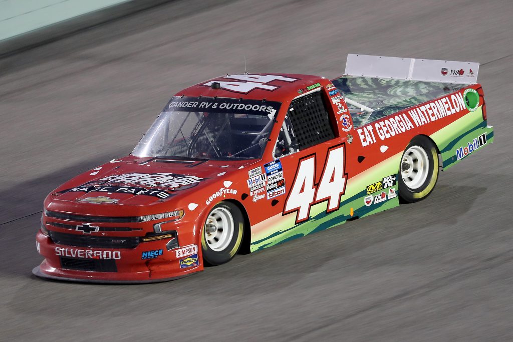 HOMESTEAD, FLORIDA - JUNE 13: Ross Chastain, driver of the #44 Florida Watermelon Association Chevrolet, races during the NASCAR Gander RV & Outdoors Truck Series Baptist Health 200 at Homestead-Miami Speedway on June 13, 2020 in Homestead, Florida. (Photo by Chris Graythen/Getty Images) | Getty Images