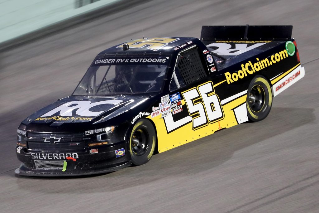 HOMESTEAD, FLORIDA - JUNE 13: Tyler Hill, driver of the #56 RoofClaim.com Chevrolet, races during the NASCAR Gander RV & Outdoors Truck Series Baptist Health 200 at Homestead-Miami Speedway on June 13, 2020 in Homestead, Florida. (Photo by Chris Graythen/Getty Images) | Getty Images