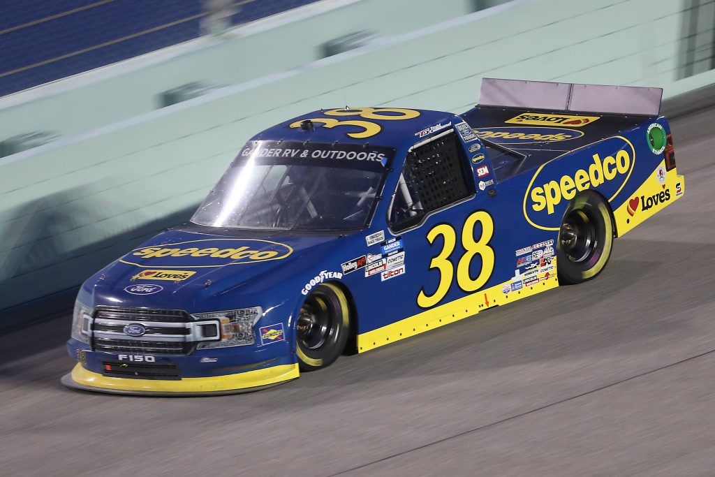 HOMESTEAD, FLORIDA - JUNE 13: Todd Gilliland, driver of the #38 SpeedCo Ford, races during the NASCAR Gander RV & Outdoors Truck Series Baptist Health 200 at Homestead-Miami Speedway on June 13, 2020 in Homestead, Florida. (Photo by Chris Graythen/Getty Images) | Getty Images