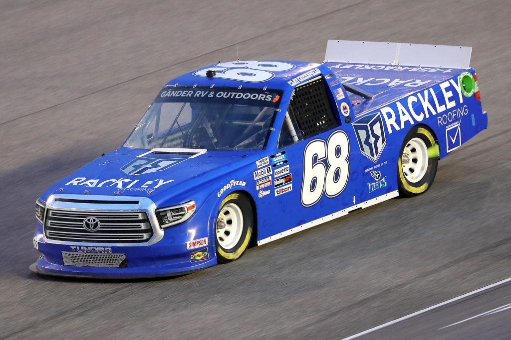 HOMESTEAD, FLORIDA - JUNE 13: Clay Greenfield, driver of the #68 Rackley Roofing Toyota, races during the NASCAR Gander RV & Outdoors Truck Series Baptist Health 200 at Homestead-Miami Speedway on June 13, 2020 in Homestead, Florida. (Photo by Chris Graythen/Getty Images) | Getty Images