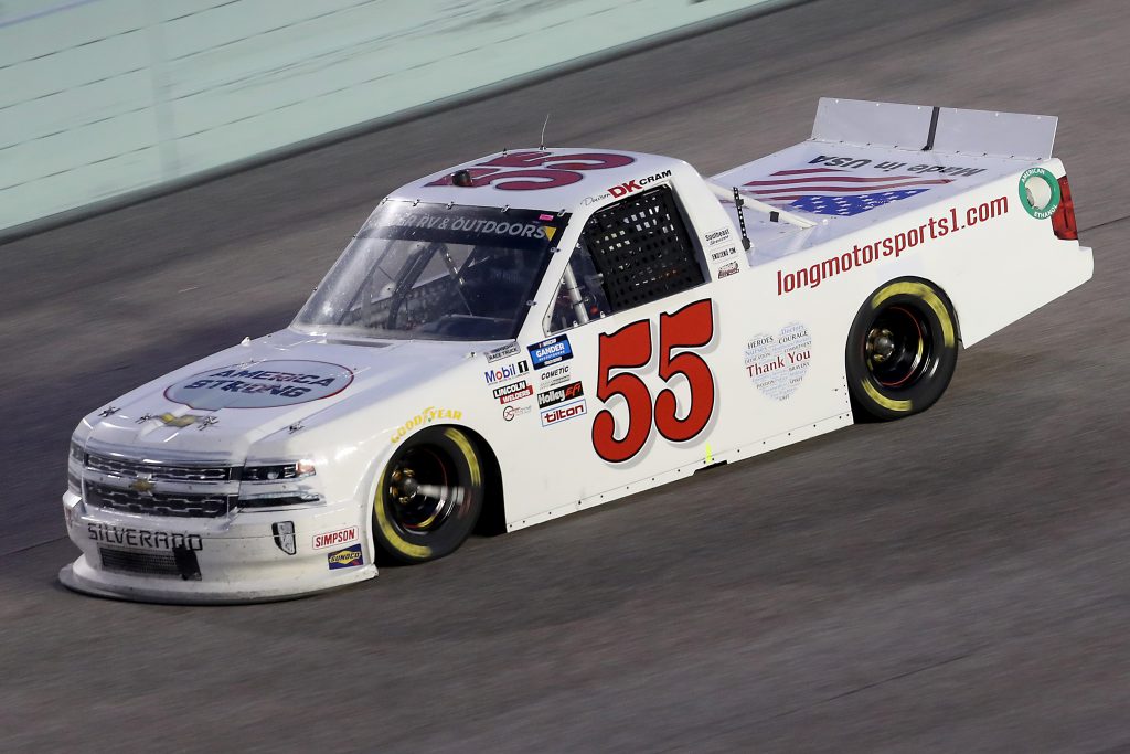 HOMESTEAD, FLORIDA - JUNE 13: Dawson Cram, driver of the #55 Long Motorsports Chevrolet, races during the NASCAR Gander RV & Outdoors Truck Series Baptist Health 200 at Homestead-Miami Speedway on June 13, 2020 in Homestead, Florida. (Photo by Chris Graythen/Getty Images) | Getty Images