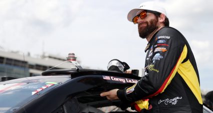 CONCORD, NORTH CAROLINA - MAY 24: Corey LaJoie, driver of the #32 ARK.io Ford, exits his car during qualifying for the NASCAR Cup Series Coca-Cola 600 at Charlotte Motor Speedway on May 24, 2020 in Concord, North Carolina. (Photo by Chris Graythen/Getty Images) | Getty Images