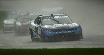 ELKHART LAKE, WISCONSIN - AUGUST 08: Ryan Sieg, driver of the #39 CMR Roofing.com Chevrolet, leads a pack of cars during the NASCR Xfinity Series Henry 180 at Road America on August 08, 2020 in Elkhart Lake, Wisconsin. (Photo by Stacy Revere/Getty Images) | Getty Images