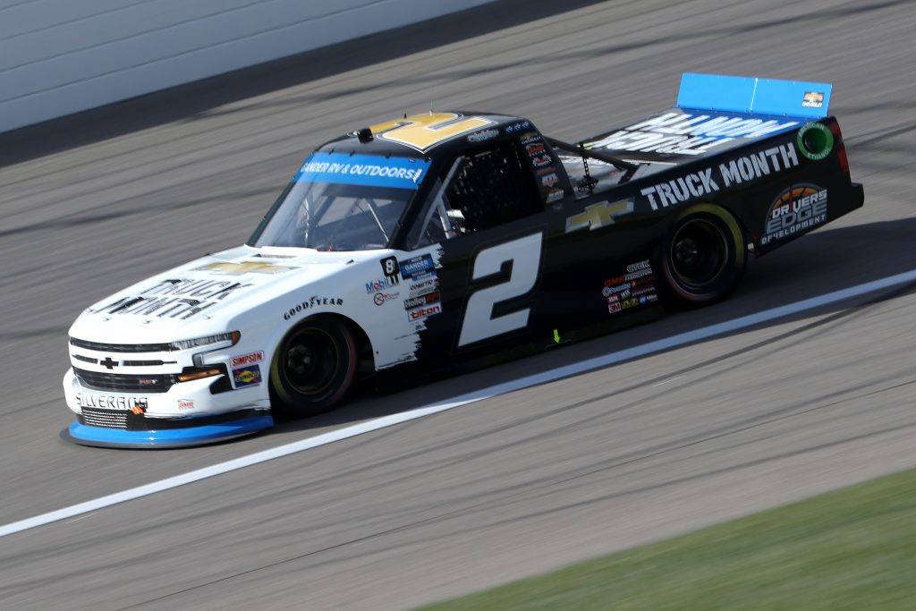 KANSAS CITY, KANSAS - OCTOBER 17: Sheldon Creed, driver of the #2 Chevy Truck Month Chevrolet, drives during the NASCAR Gander RV & Outdoors Truck Series Clean Harbors 200at Kansas Speedway on October 17, 2020 in Kansas City, Kansas. (Photo by Chris Graythen/Getty Images) | Getty Images