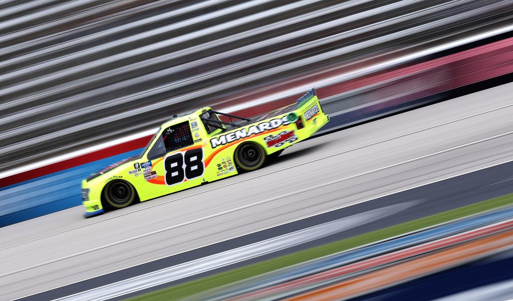FORT WORTH, TEXAS - OCTOBER 25: Matt Crafton, driver of the #88 Chi Chi's/Menard's Ford, drives during the NASCAR Gander RV & Outdoors Truck Series SpeedyCash.com 400 at Texas Motor Speedway on October 25, 2020 in Fort Worth, Texas. (Photo by Chris Graythen/Getty Images) | Getty Images