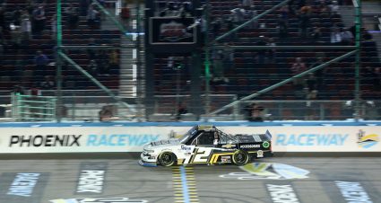 AVONDALE, ARIZONA - NOVEMBER 06: Sheldon Creed, driver of the #2 Chevy Accessories/Trench Shoring Chevrolet, crosses the finish line to win the NASCAR Gander RV & Outdoors Truck Series Lucas Oil 150 at Phoenix Raceway on November 06, 2020 in Avondale, Arizona. (Photo by Chris Graythen/Getty Images) | Getty Images