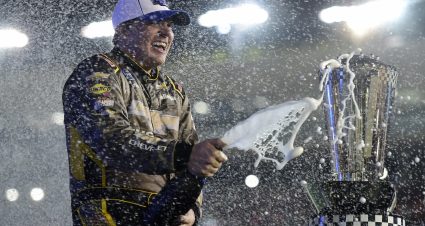 AVONDALE, ARIZONA - NOVEMBER 06: Sheldon Creed, driver of the #2 Chevy Accessories/Trench Shoring Chevrolet, celebrates in victory lane after winning the NASCAR Gander RV & Outdoors Truck Series Lucas Oil 150 at Phoenix Raceway on November 06, 2020 in Avondale, Arizona. (Photo by Jared C. Tilton/Getty Images) | Getty Images