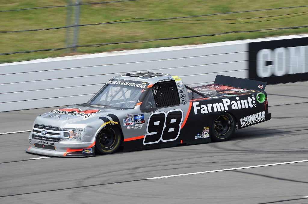 LONG POND, PENNSYLVANIA - JUNE 28: Grant Enfinger, driver of the #98 Ford, drives during the NASCAR Gander RV & Outdoors Truck Series Pocono Organics 150 to benefit Farm Aid at Pocono Raceway on June 28, 2020 in Long Pond, Pennsylvania. (Photo by Jared C. Tilton/Getty Images) | Getty Images