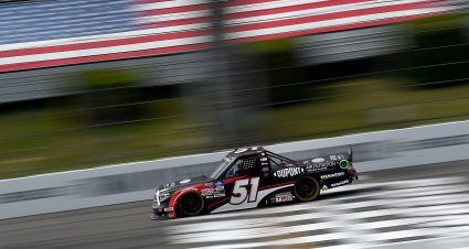 LONG POND, PENNSYLVANIA - JUNE 28: Brandon Jones, driver of the #51 DuPont Air Filtration/Menards Toyota, drives during the NASCAR Gander RV & Outdoors Truck Series Pocono Organics 150 to benefit Farm Aid at Pocono Raceway on June 28, 2020 in Long Pond, Pennsylvania. (Photo by Jared C. Tilton/Getty Images) | Getty Images