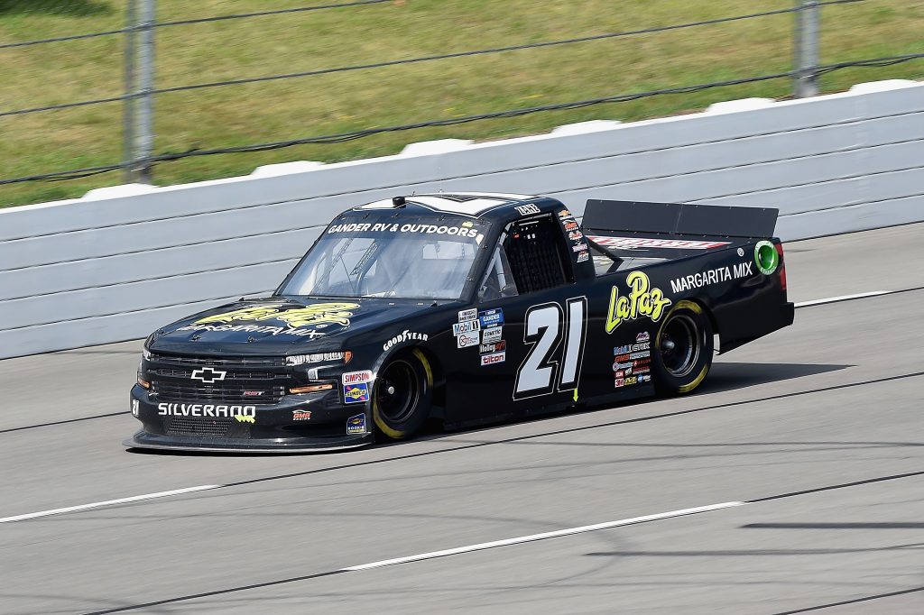 LONG POND, PENNSYLVANIA - JUNE 28: Zane Smith, driver of the #21 LaPaz Margarita Mix Chevrolet, drives during the NASCAR Gander RV & Outdoors Truck Series Pocono Organics 150 to benefit Farm Aid at Pocono Raceway on June 28, 2020 in Long Pond, Pennsylvania. (Photo by Jared C. Tilton/Getty Images) | Getty Images